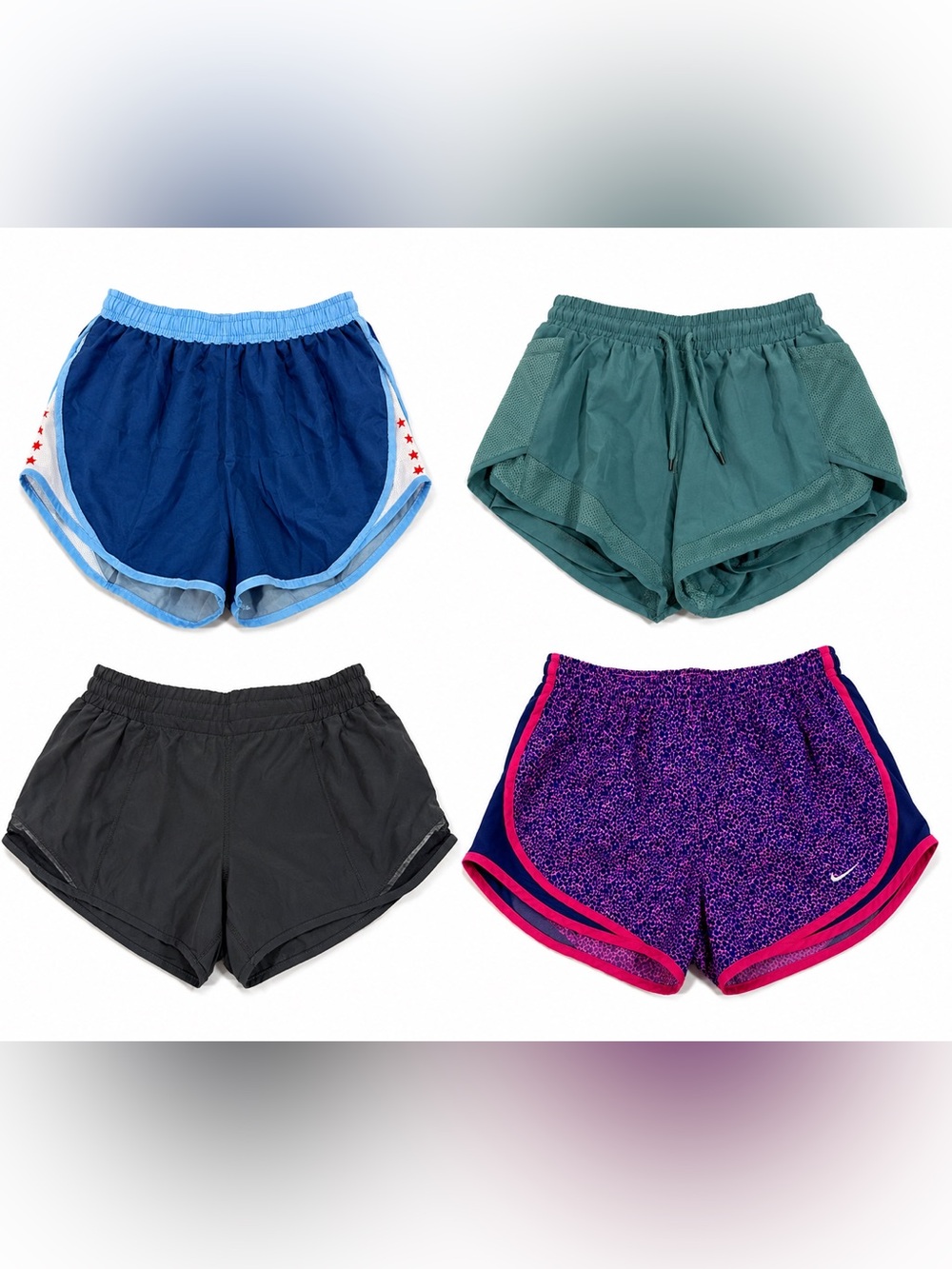 Women’s Athletic Running Shorts lot - Blue, Green, Black, Purple - Sz Small GUC
